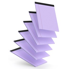6pcs Small Note Pads, Purple Notepads 5x8 College Ruled Notebook, Writing Pads 5 x 8, Legal Pads, Memo Pad Paper Perforate Narrow Ruled Notebooks for Work, School, Office,30 Sheets/Pack