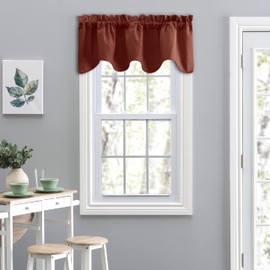 Ellis Curtain Lisa Solid 58" x 15" Lined Scallop Valance, Red