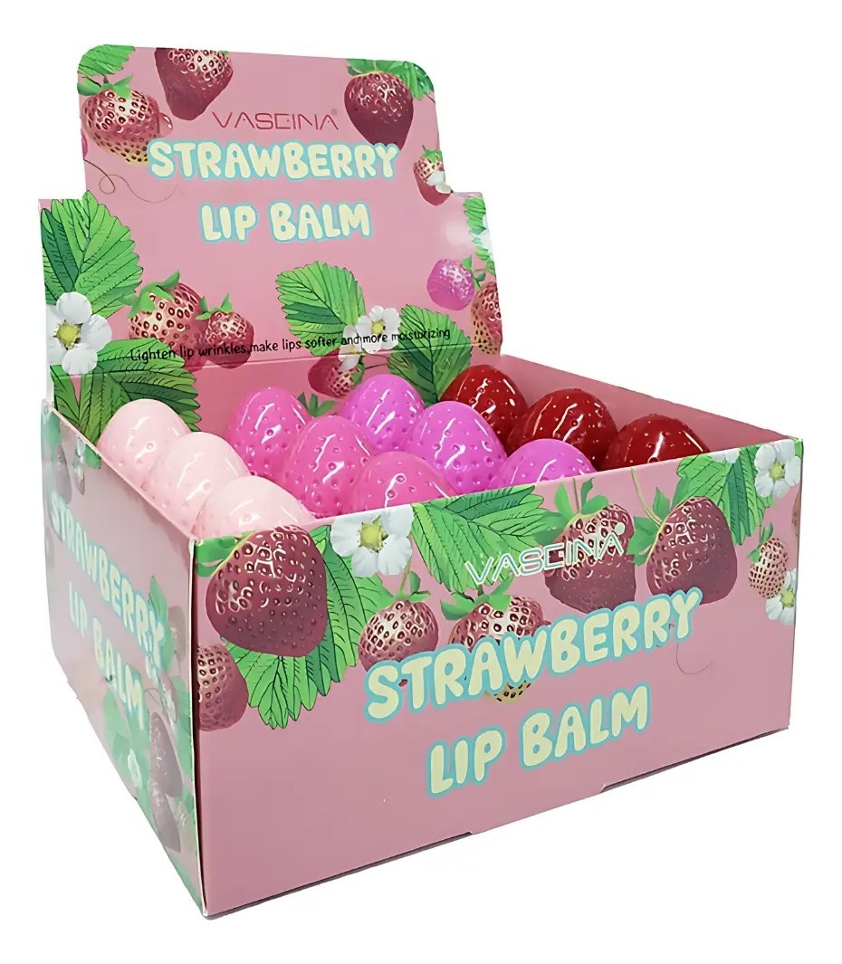 Bálsamos Hidratante De Labios Resecos De Fresa Rosas 24 Pza