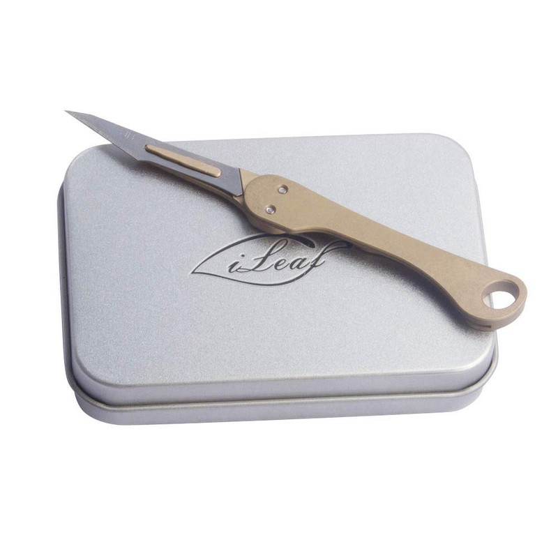 ILEAF Brass Daily Mini Pocket Folding Utility Knife with 10