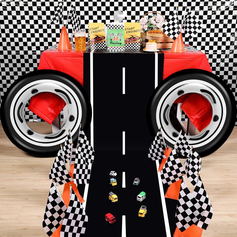 Remagr Racetrack Floor Running Black Racer Party Decoration Mat Road