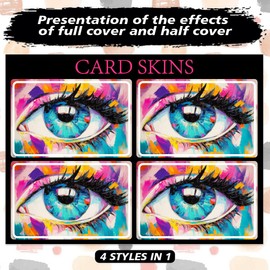 Peacoblue Bank Card Sticker Watercolor Eyes Credit Debit Card Custom Skin Cover Protector, 4 Styles Waterproof Scratch-Proof and Attractive Decal for Most Popular EBT Transportation Key Card