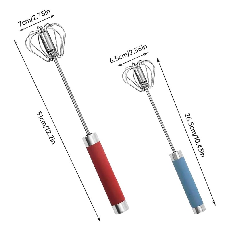 2 Pack Hand Egg Whisk Beater, Stainless Steel Mini Hand
