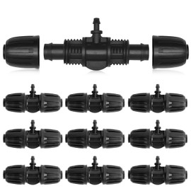 Micro Drip T-Piece Hose Connector with Barbed 1/2 Inch to 1/4 Inch 10 Pieces Garden Irrigation Barbed Tee Tee Connector Anti-Drop Plastic Reducer Connector 13/16 mm to 4 mm ID Pipes