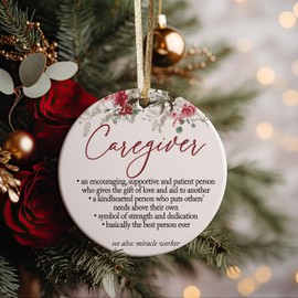 Best Caregiver Ever Christmas Ornament, Definition of Caregiver Elderly, Special Needs Sitter Appreciation Gift for Caretaker, Keepsake