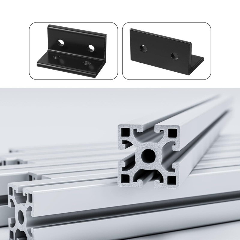 sourcing map 4080 Aluminum Extrusion Profile Corner Bracket, 4 Holes
