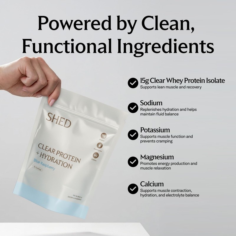 Clear Protein Powder with Electrolytes by Shed, 15g Whey Protein