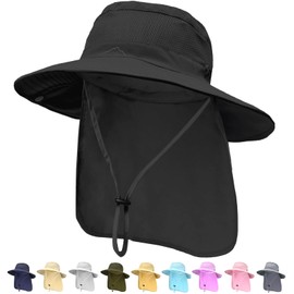 ZOORON Sun Hats for Men Women Fishing Hat with Neck Flap,UPF 50+ Sun Hat Waterproof Wide Brim Bucket Hats for Safari Hiking
