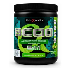 BCAA 211 Alpha Nutrition Aminoacidos 500 grs 100 Porciones Sabor Manzana Kiwi