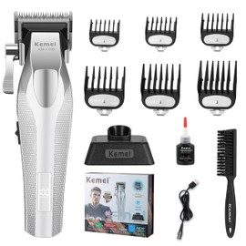 KEMEI 1798 Professional Hair Clippers for Men, 9100 RPM Cordless Barber Clippers with Full Metal Body, 3000 mAh Hair Trimmer with LED Display, Ceramic and DLC Blades