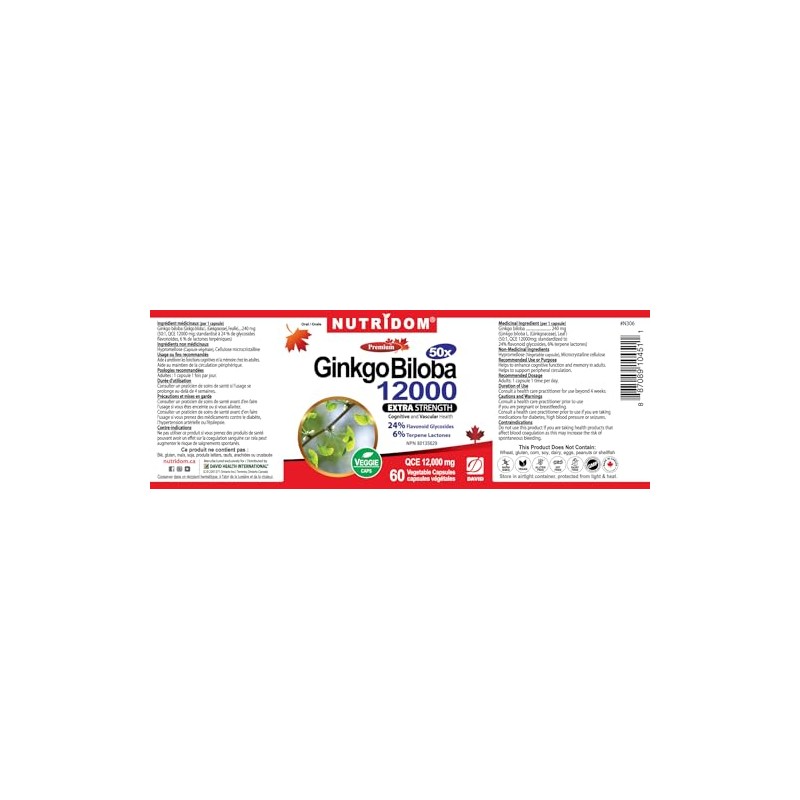 Nutridom Nutridom Ginkgo Biloba 12000 mg C Extra Strength 24%