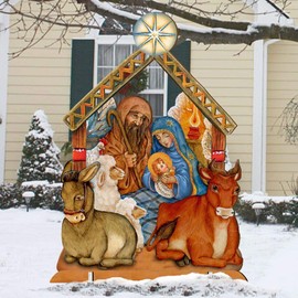 Designocracy Outdoor Nativity Manger Set, Holy Family Christmas Outdoor Lawn Decoration