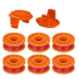 0.065" 10ft WA0004 WA0010 Replacement String Trimmer Spool Line,Weed Eater String Trimmer Spool Line Compatible with Worx WG150 WG151 WG154 WG160 WG163 WG175 WG180 (6 Spools +2 Caps)