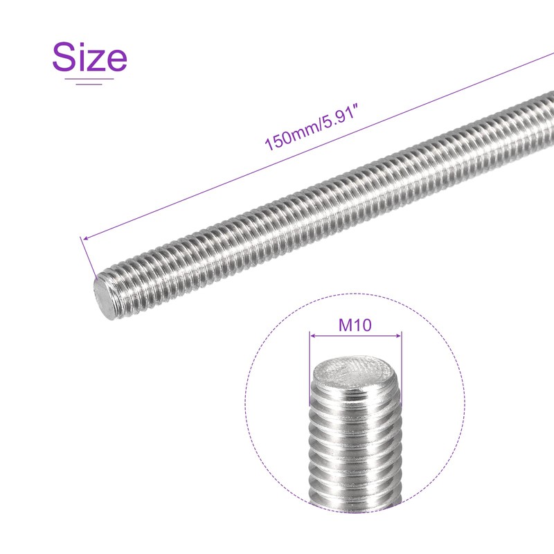 DMiotech 5 Pack M10x150mm Fully Threaded Rod 304 Stainless Steel
