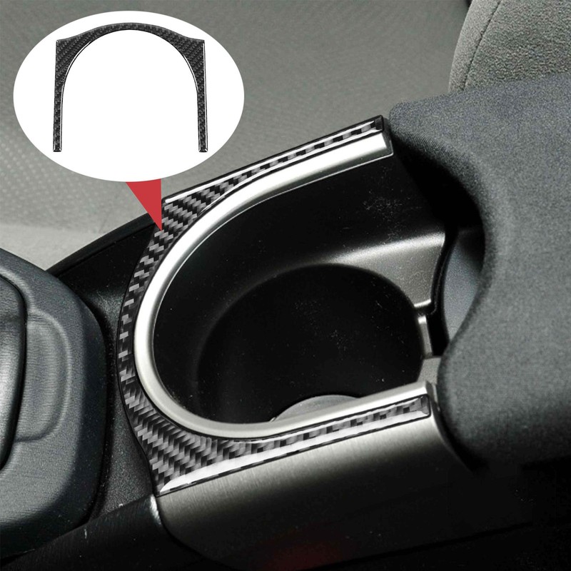 Central Armrest Cup Holder Trim Strip Carbon Fiber Interior Decoration