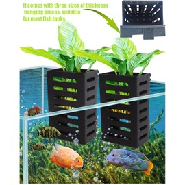 Naturezhen 4 Pack Aquarium Plant Holder, Fish Tank Plant Holder with Hooks and Suction Cup, Hanging Aquarium Plant Holder for Fish Tank Live Aquarium Plants and Aquascape Decorations