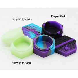 KUVIS 26ml Hexagon Silicone Wax Container Non-stick Concentrate Jars with 7.87" Round Mat and Carving Tool