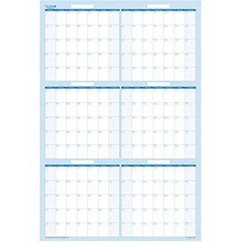 56" x 36" Sky Blue 180-Day Vertical Dry Erasable Wall Planner - 6-Month Erasable Calendar - Large Monthly Planner - 1/2 Year Board Planner for Home, Office, and Classroom Complete with Fine Tip Dry-erase marker and eraser