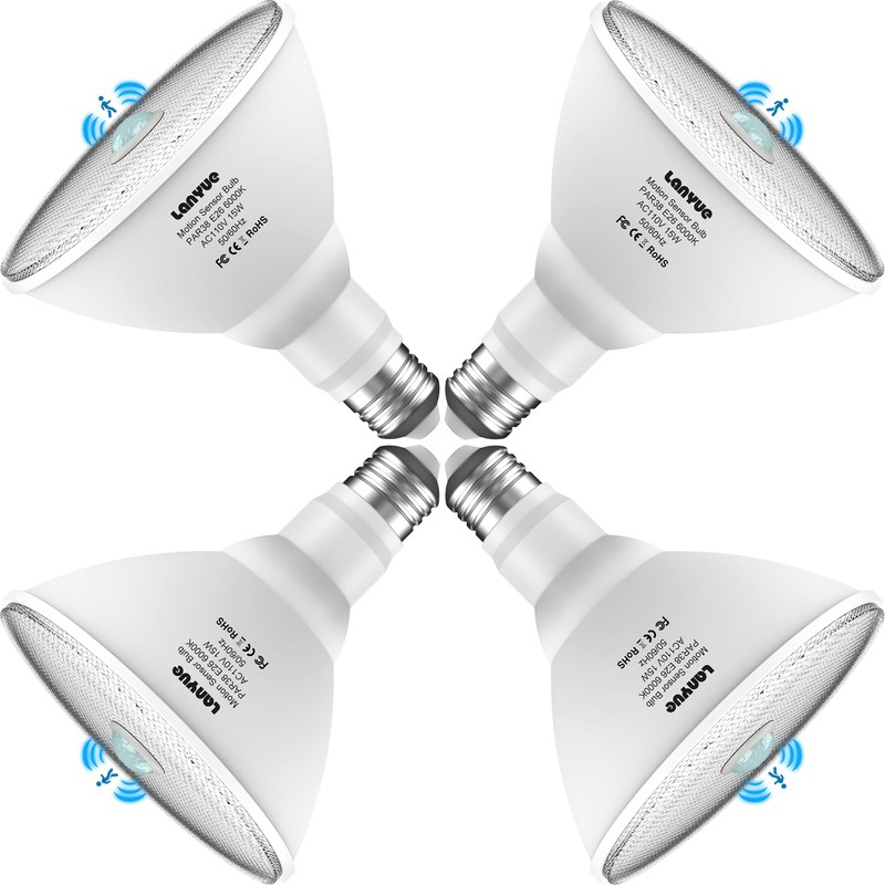 lanyue Motion Sensor Light Bulbs, Dusk to Dawn Outdoor Lighting,