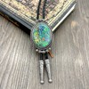 YOQUCOL Stone Bolo Tie Native Western Cowboy Genunie Leather Bola