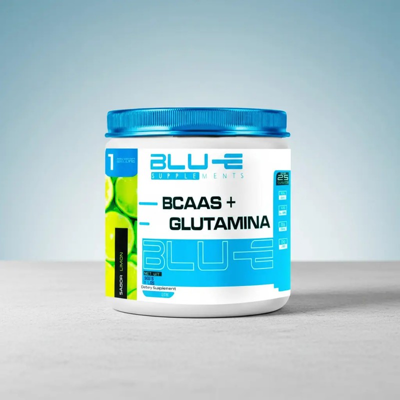 Bcaas Glutamina Blu-e 500g 25 Servicios Varios Sabores