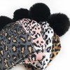 SHTGOI Adult Winter Hat Leopard Print Knitted Hat Big Pompom