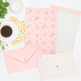 KSIWRE Juego de 54 piezas de papelería con sobres, 36 papeles de escritura + 18 sobres, bonito papel de papelería forrado para escribir cartas, invita