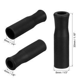 uxcell 10pcs Silicone Straw Tips, Metal Straw Covers, Soft Reusable Straws Tips Fit for 1/4 Inch(6mm) OD Stainless Steel Straws, Black
