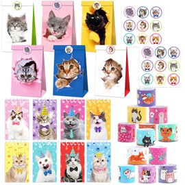 BACH AND BOUJEE Cat Party Favors Cat Themed Birthday Party Supplies Cat Notebook for Pet Birthday Party Goodie Bags Stuffers for Classroom School