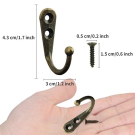 POZEAN 40 Pack Wall Hooks for Hanging, Heavy Duty Small Coat Hooks Wall Mounted for Living Room, Bathroom, Kitchen, Bedroom for Key, Cup, Bag, Hat, Scarf, and More (Bronze)