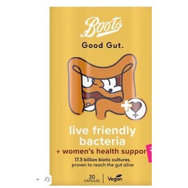 Boots Good Gut Live Friendly Bacteria + Women's Health Support 30 Capsules