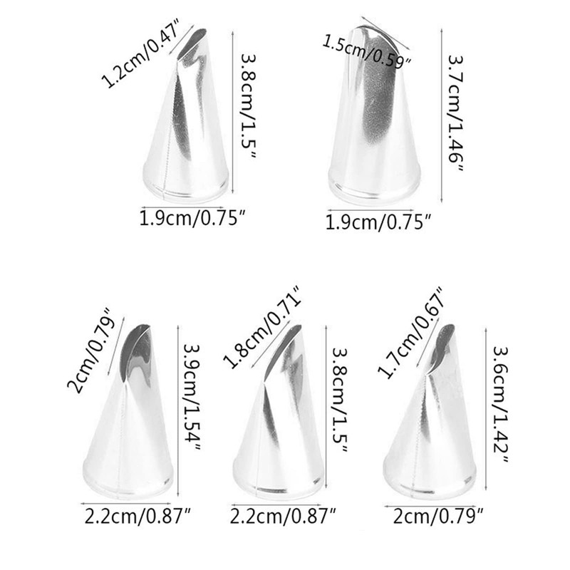 5 Pcs Pastry Decorating Tips, Stainless Steel Baking Kits, Piping