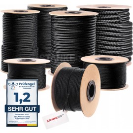 Polypropylene 2 mm Black Braided Rope, Mooring Rope, Rigging Rope, black