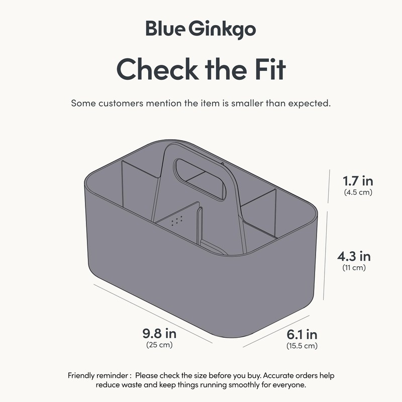 BLUE GINKGO Stackable Organizer Caddy – Korean-Made Portable Tote for