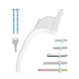 Munsesi Universal Inline Window Handle, Lockable, Ambidextrous, Multi-Spindle, White with White Button, Durable Replacement Window Handle for uPVC Windows, Easy Installation