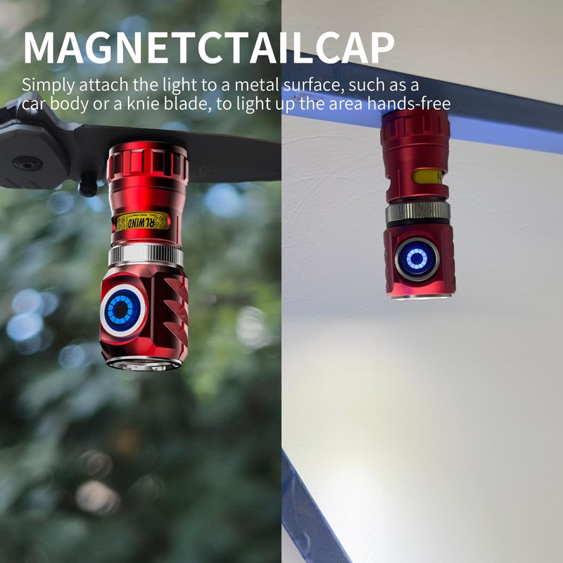 WARSUN Mini Spinning Flashlight 1000 Lumens – Rechargeable USB-C, Durable