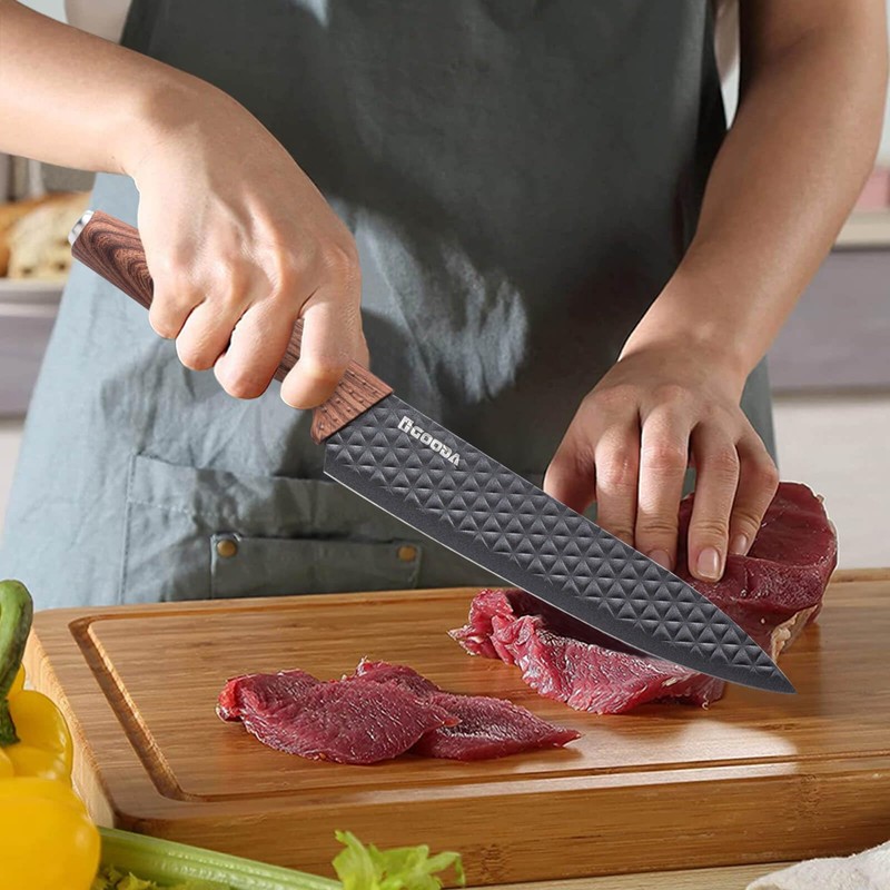 GOODA Kitchen Knife Set With Block,6-Piece Professional Chef Cooking Knives
