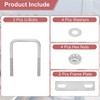 sourcing map 2Sets 304 Stainless Steel Square U-Bolts, 2.05" (52mm)