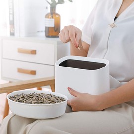 ETRAVEL Tabletop Trash Bin, Stylish, Small, Mini Trash Can, Scandinavian Simple, Garbage Bin, Can Be Hidden, Bedroom, Office, Wastebasket, Interior Decoration, PP, White