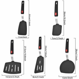 Jazoon™ Silicone Spatula Turner, 5-Pack Spatulas Silicone Set for Nonstick Cookware, Heat Resistant Kitchen Cooking Utensils Set for Egg, Pancake Dishwasher Safe