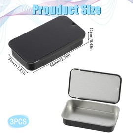 KALIONE Pack of 3 Small Metal Box Containers, Empty Metal Containers with Sliding Lid, 6 x 3.4 x 1.1 cm Rectangular Storage Box, Container for Sweets, Jewellery, Crafts, Pills, Survival Set