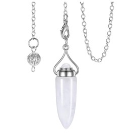 CrystalTears Esoteric Rock Crystal Cone Pendant with Chain Crystals Healing Stones Dowsing Rod Jewellery for Divination Reiki Healing Meditation