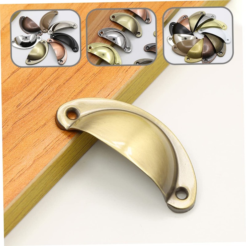 LALAFINA 12pcs Furniture Drawer Handles Semi-Circular Hampton Style Knobs Shell