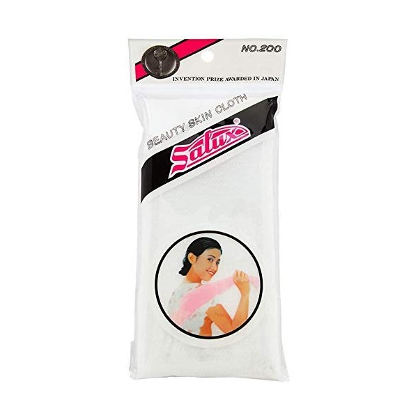 Salux Japanese Beauty Skin Wash Cloth - Beauty Towel / Exfoliating / Nylon Wash Cloth / Bath Body Shower - White