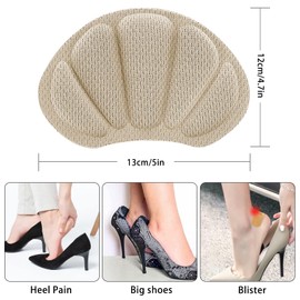 2 Pairs Heel Grips Shoe, Heel Cushion Pads Set for Shoes Too Big Heel Grips Shoe Pads Inserts Liner Self (Beige)
