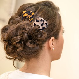 Large U Shape Hair Fork 5 inch French Hair Pin for Thick Long Hair,Acetate 2 Prong Updo Chignon Pins For Women Girls Buns,2pack