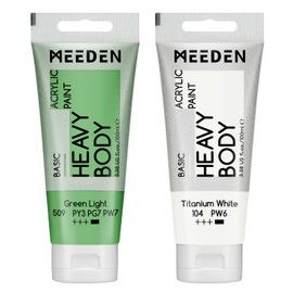 MEEDEN Acrylic Paint Green Light: 100ml Heavy Body Acrylic Paint Tube Bundled with Additional Titanium White Colour for Art Craft Painting