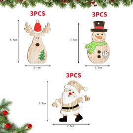 KATELUO Pack of 9 Small Wooden Christmas Pendants, 3 Types of DIY Crafts, Wooden Pendants, Decorative Hangers for Painting with Threads for Christmas Decoration, Christmas Pendants, Tree Gift Tags,