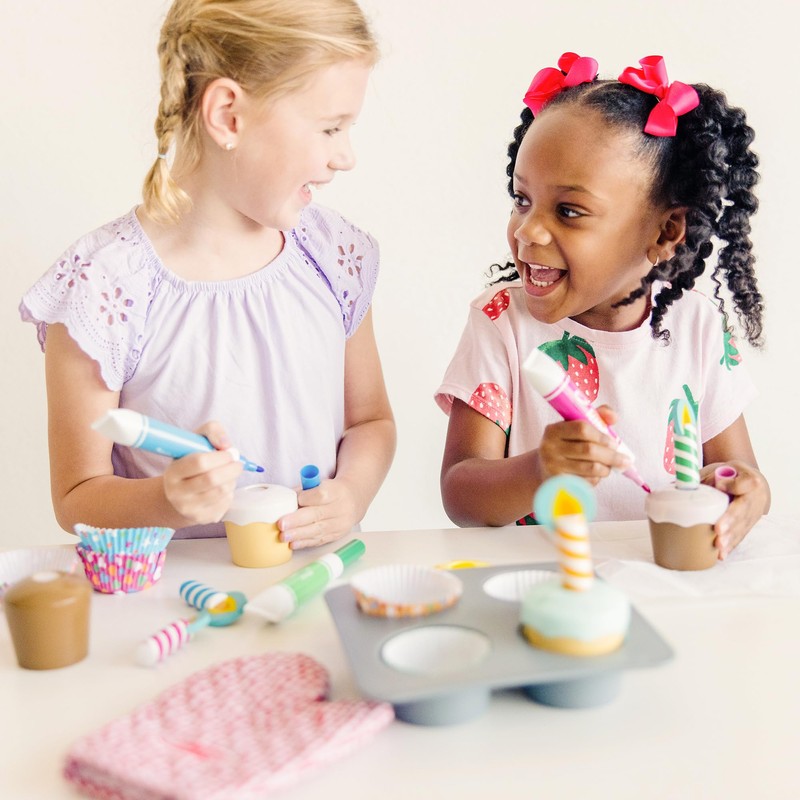Melissa & Doug Bake & Decorate Wooden Cupcake Kit, with