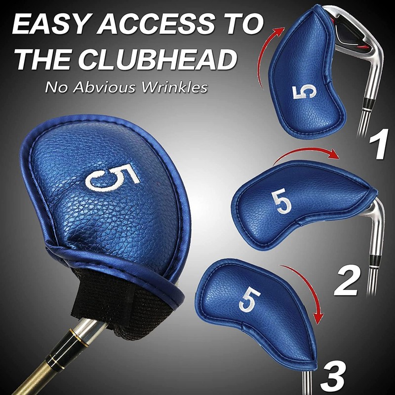 Golf Iron Head Covers Numbers Synthetic Leather Headcover Deluxe Value